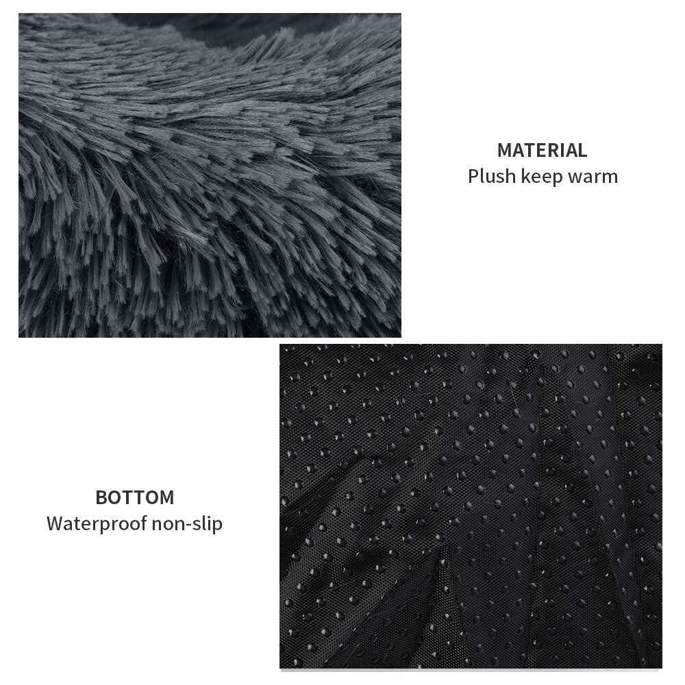 Ronde Pluche Kat Bed Huis Zachte Lange Pluche Kat Bed Ronde Hond Bed Voor Honden Katten Nest Winter Warm slapen Bed Puppy Mat