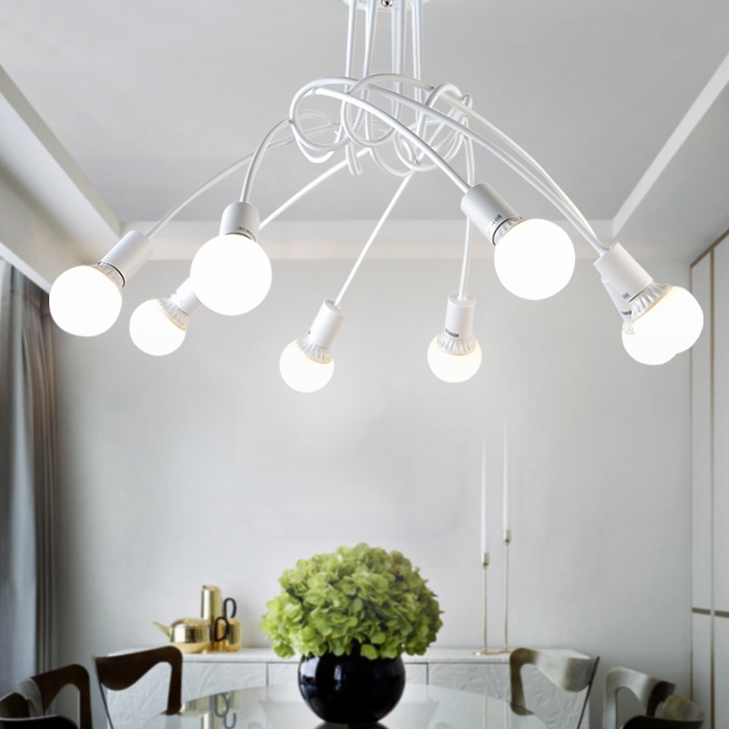 Amerikaanse smeedijzeren LED Plafond Verlichting woonkamer moderne E27 plafondlamp decoratie home verlichting wit zwart Lampen