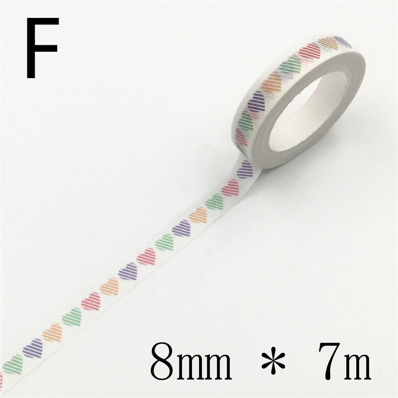 Autocollant amour et feuilles pour scrapbooking, étiquette scrapbooking, ruban de masquage décoratif, matériel en papier, Album Photo Escolar, Washi, Diy bricolage, 7m * 8mm: F