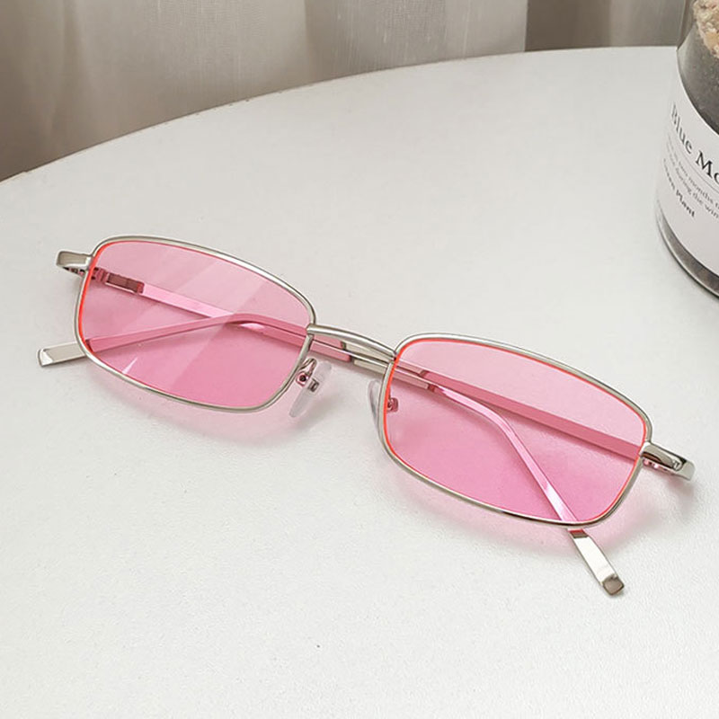 Gafas de sol rectangulares pequeñas a la para hombre y mujer, gafas de sol de conducción cuadradas Vintage, gafas con montura metálica de de lujo: Negro