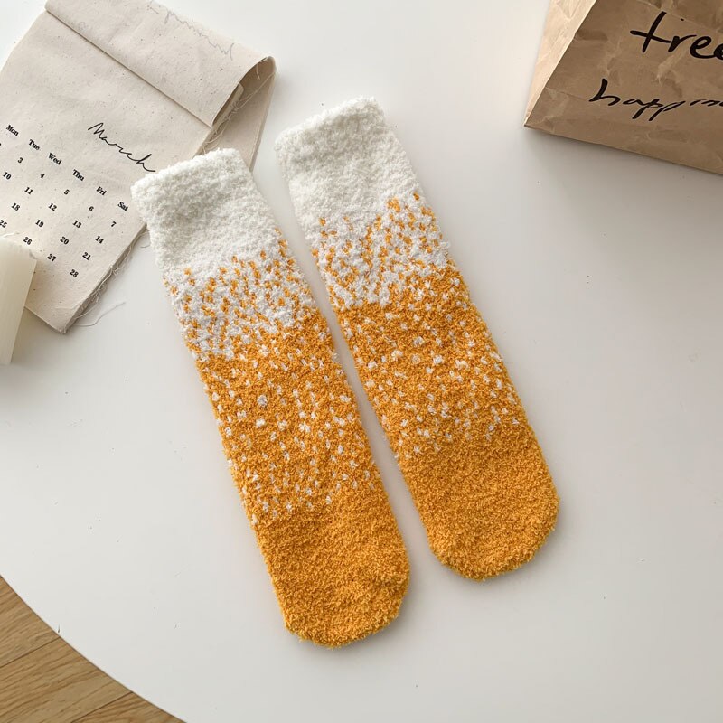 Winter Colored Starry Fleece Mid-Tube Socks Women Soft Warm Lamb Wool Thick Simple Versatile Socks Home Floor Sleeping Socks: 8