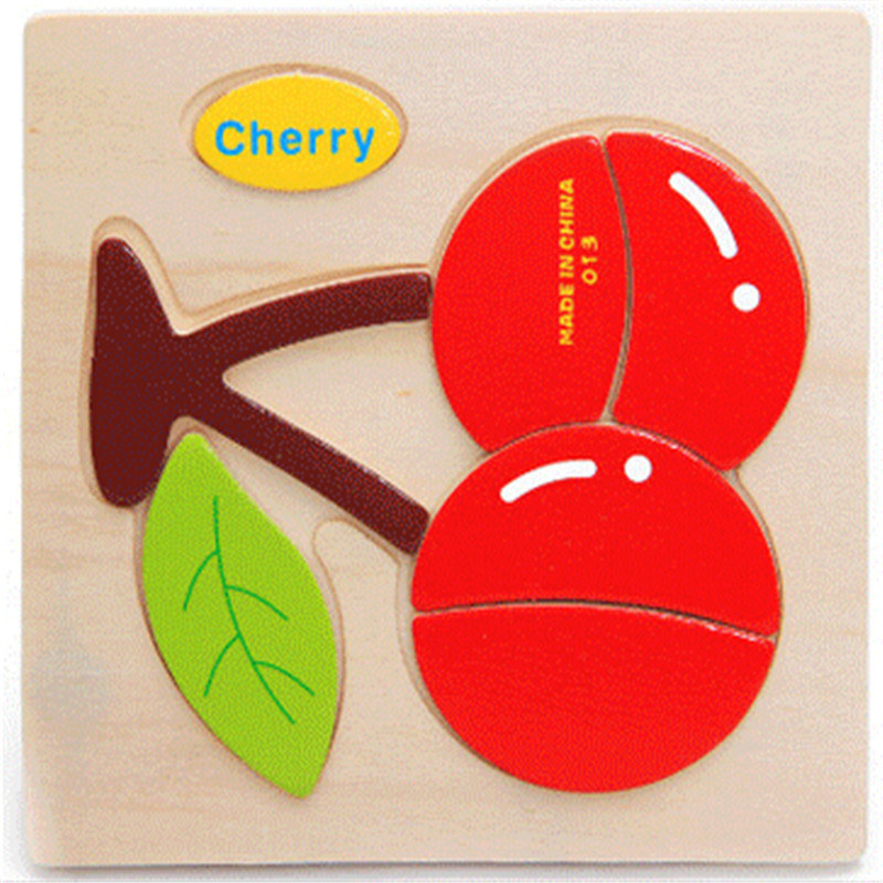 holz 3D Puzzle Puzzle Holz Spielzeug Für Kinder Cartoon Tier Puzzles Intelligenz Kinder Kinder Pädagogisches Spielzeug: Cherry