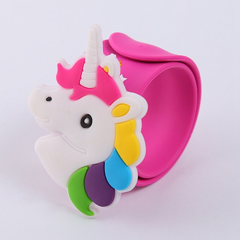 Trendy Children Girl Boy Star Printing Colorful Cute Unicorn Wristband Flexible Wrap Slap Bracelet Animal Bangle