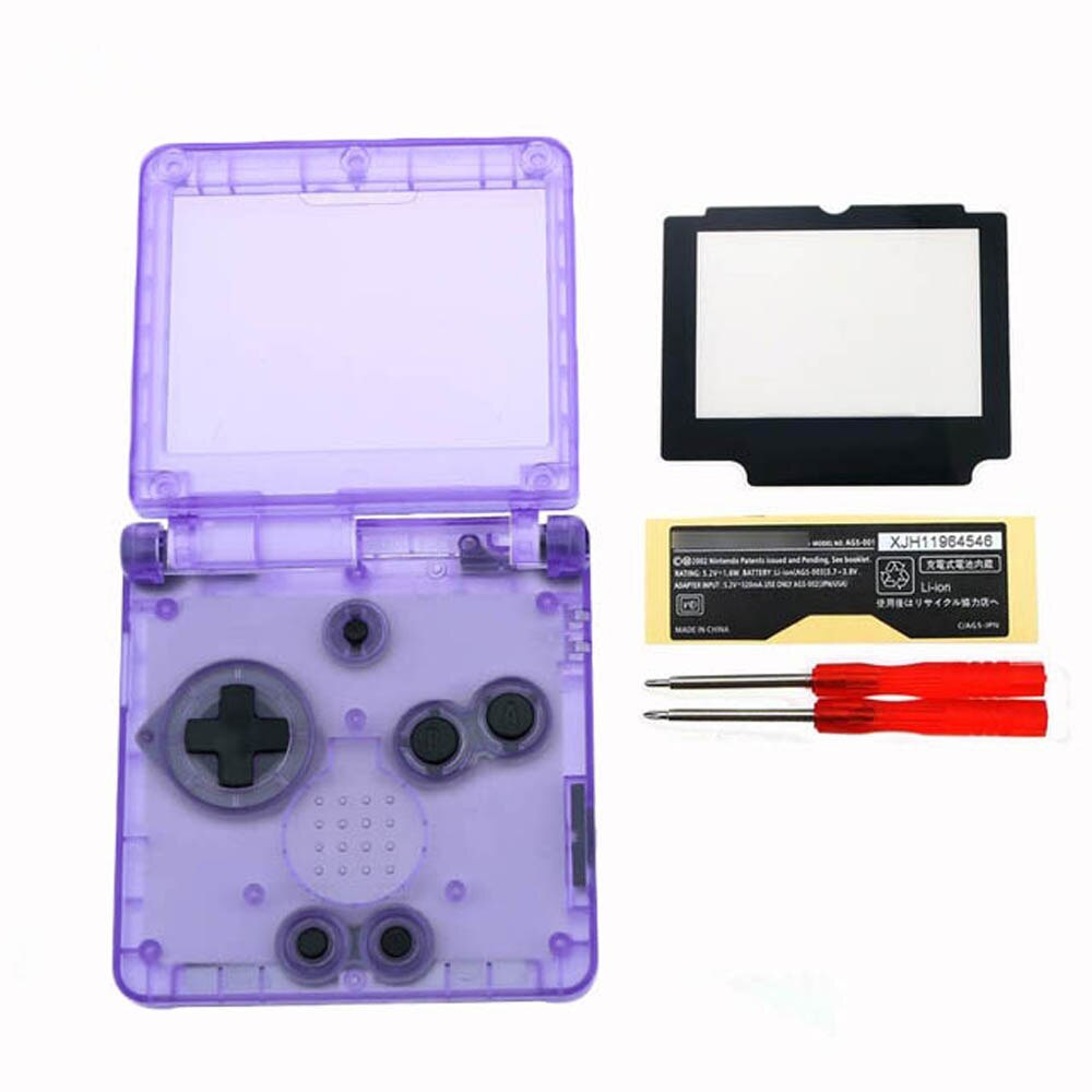 11colors 1set Clear For Nintend GBA SP Replacement Housing Shell Cover For GameBoy Advance SP with lens screwdrivers: A with plastic lens