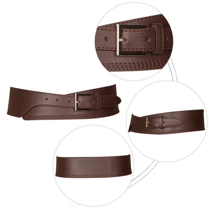 Spring Autumn Women Lady Color Soft Pu Leather Wide Belt Self Tie Wrap Waist Mujer Dress Pants pasek damski