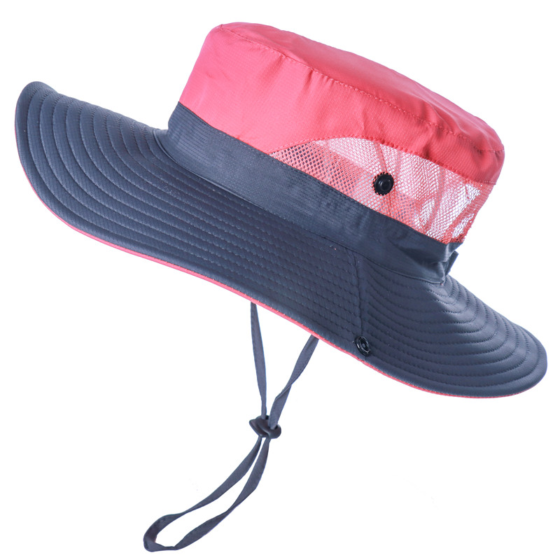 Vandtæt upf 50+  sol hat spand sommer mænd kvinder fiskeri boonie hat sol uv beskyttelse lang stor bred brim bob vandreture udendørs: Vandmelon rød