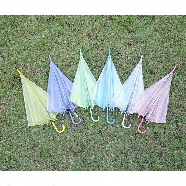 Klar transparent Regen Regenschirm PVC Regen Kuppel blasiert Regen Sonne Schatten Hochzeit Regenschirme Lange Griff Gerade Stock Regenschirm