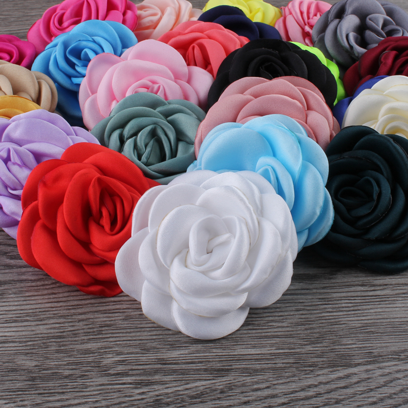 Flores de satén quemadas para el cabello, accesorios para el cabello, flores de tela Floral asadas para ramo de bodas, diademas de 10 piezas y 6CM