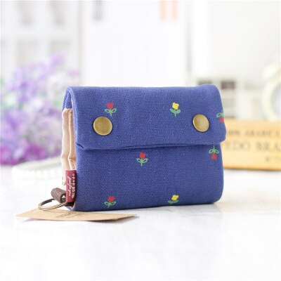 Beibaobao Women Cotton Fabric Short Wallet for Female Large Capacity Gray Blue Ladies Denim Multifunction Men Purse Mini: flower