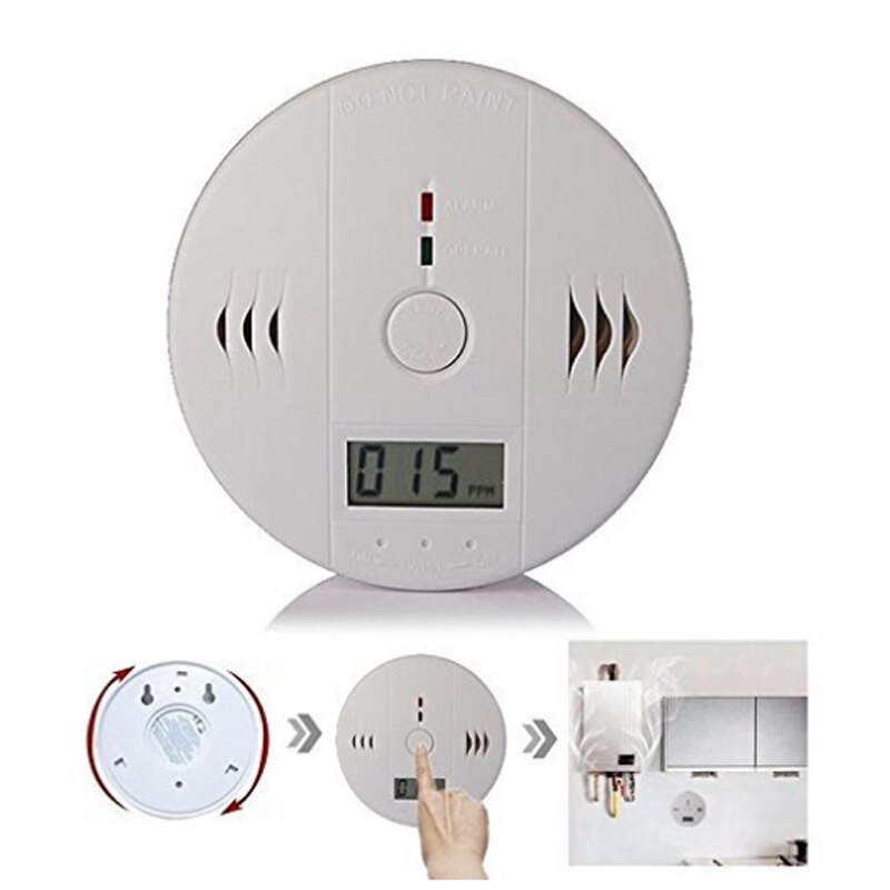Portable CO Carbon Monoxide Poisoning Gas Sensor with LCD Display and Compact Alarm Detector for