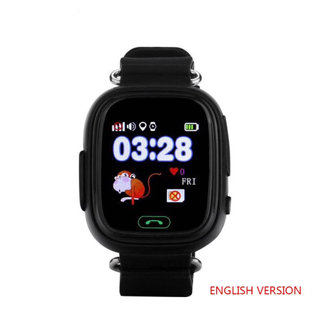 Reloj inteligente Q90 con GPS para chico, reloj de pulsera antipérdida para bebé, rastreador de dispositivo de ubicación de llamada SOS: black English