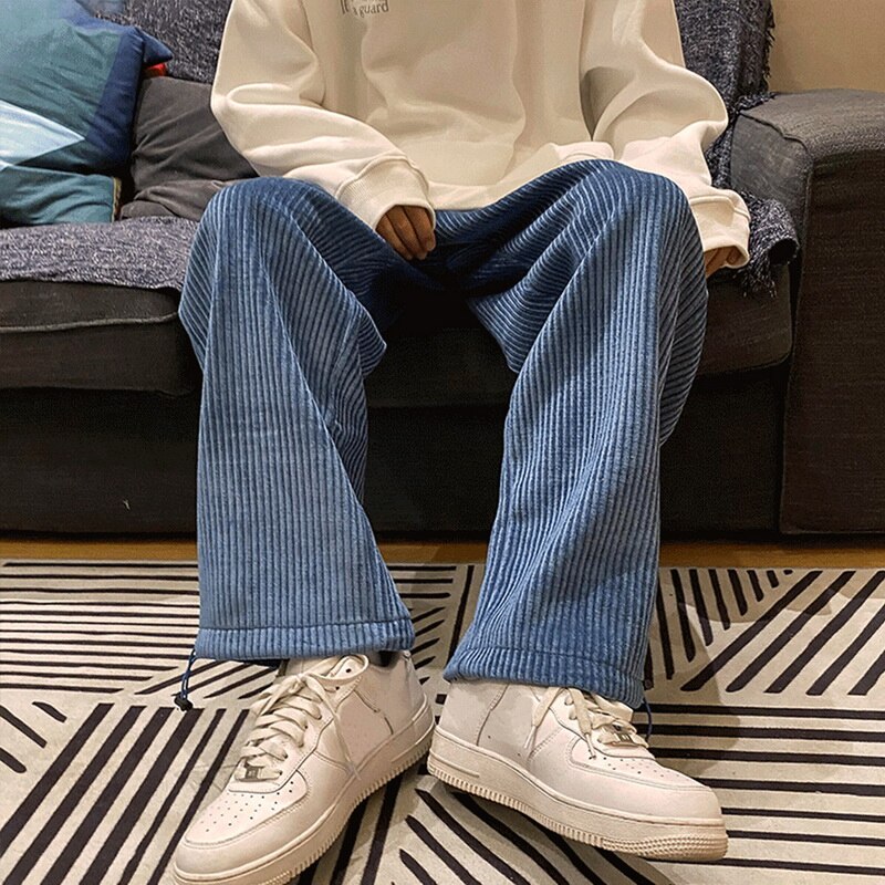 Men&#39;s Work Baggy Homme Casual Pants Classic Style Jeans Pink/blue Black Loose Straight Pants Biker Denim Trousers M-2XL