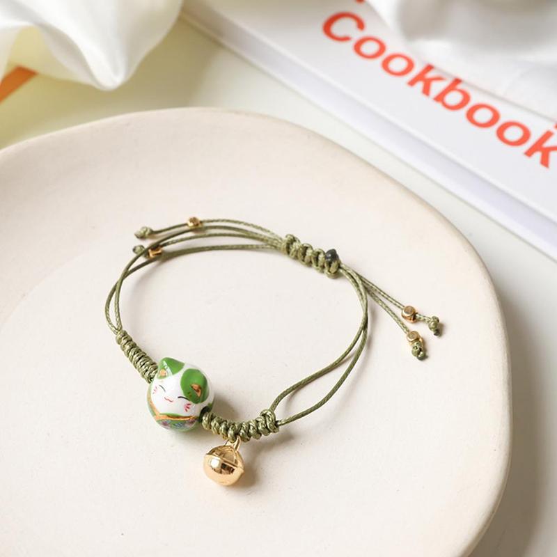 1Pcs Einfache und Nette Keramik Kätzchen Armband Weibliche Frische Student Hand-woven Glück Katze Quaste Armband Weiblichen Armband zubehör