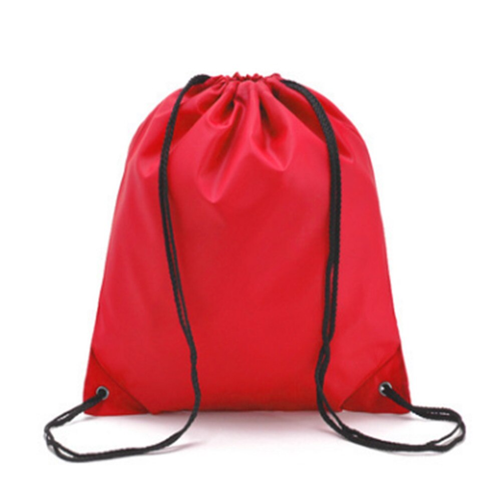 Portable Waterproof Drawstring Backpack Travel Gym Solid Storage Bag Beam Port Sports Bag 6 color: Red