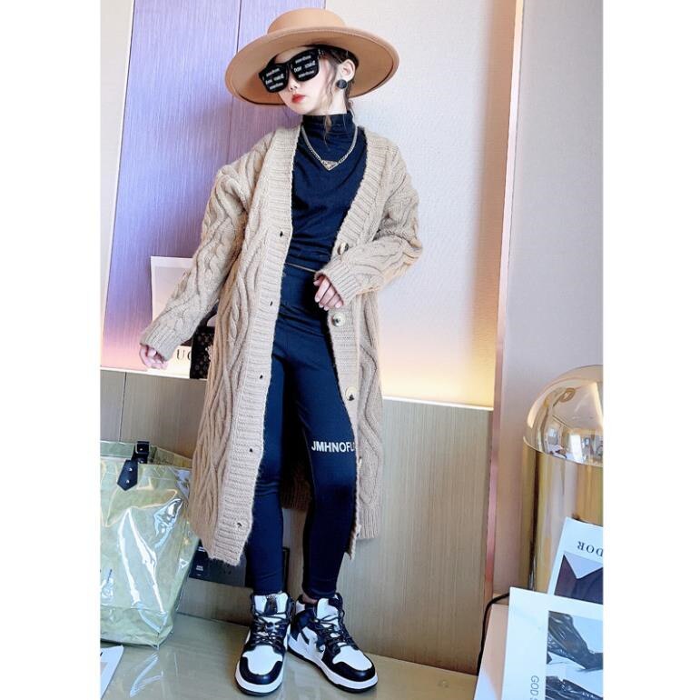 Herfst Losse Lange Mouwen Trui Kinderen Mode Lange Bovenkleding Outfit Meisje Gebreid Vest Kids Trui 4-14Y WZ460