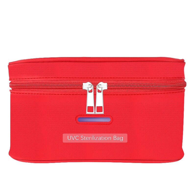 Portable UV Sterilization LED UVC Light Disinfection Bag USB Sterilizers Box Clean Kills Germs with Ozone: Red