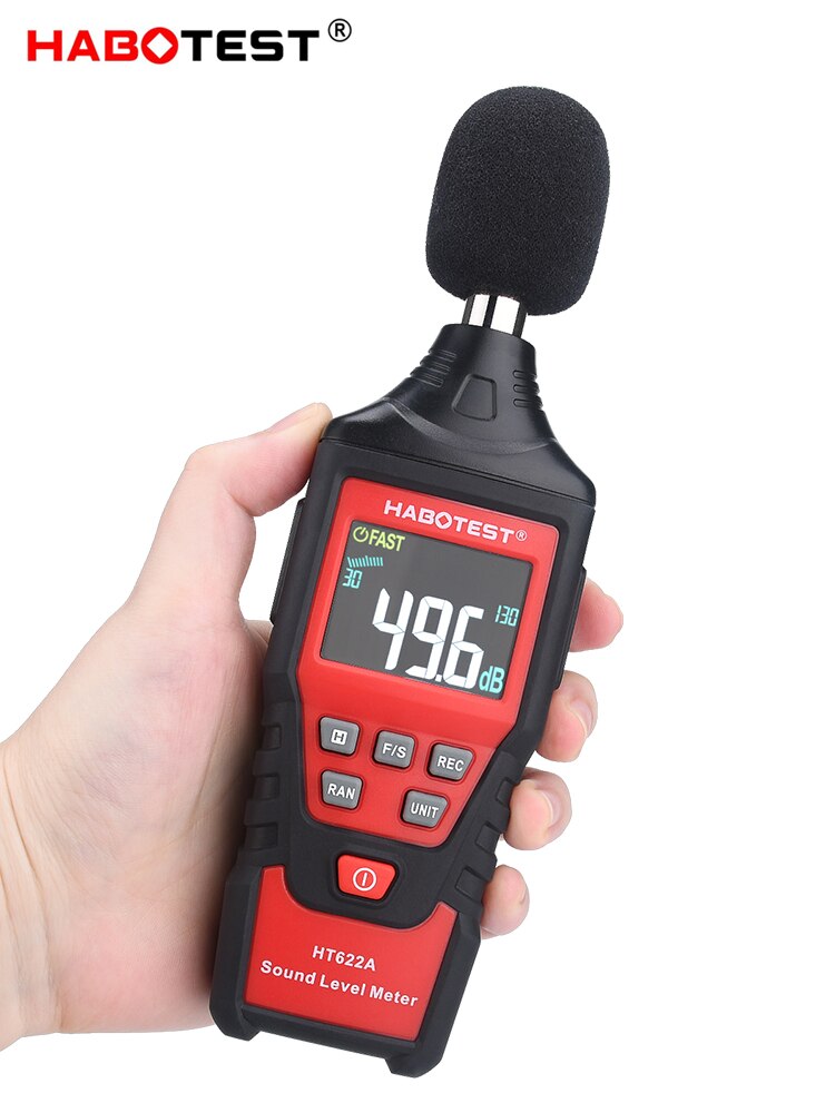 Digital Sound Level Instrument Indicator Audio Level Meter Noise Measuring 30-130 dBA Meter Mini Decibel Monitor HABOTEST HT622A