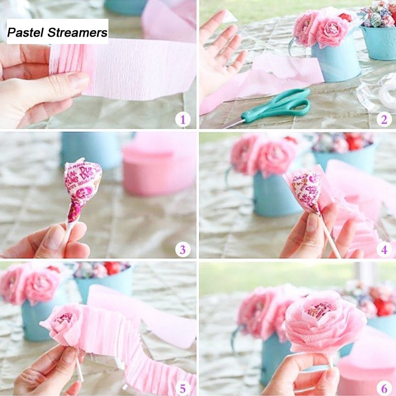 6pcs/lot Macaron Pastel Crepe Paper Streamers Rainbow Unicorn Birthday Party Decoration for Baby Shower Backdrop 5cm*2.5m