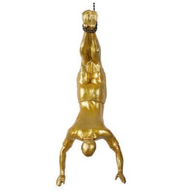 GIANTEX dekoracja ścienna styl skandynawski Retro człowiek wspinaczka ściana tło dekoracje ścienne wiszące statua salon pokoju tło: goldenS6