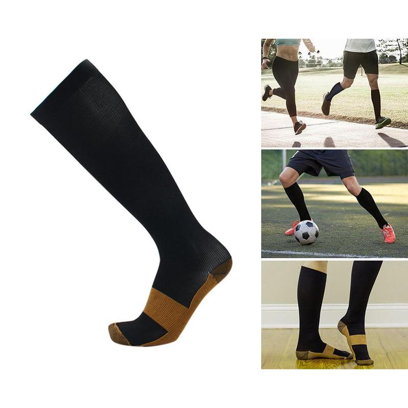 cuivre infusé chaussettes de Compression 20-30mmHg gradué hommes femmes Patchwork chaussettes longues S-L