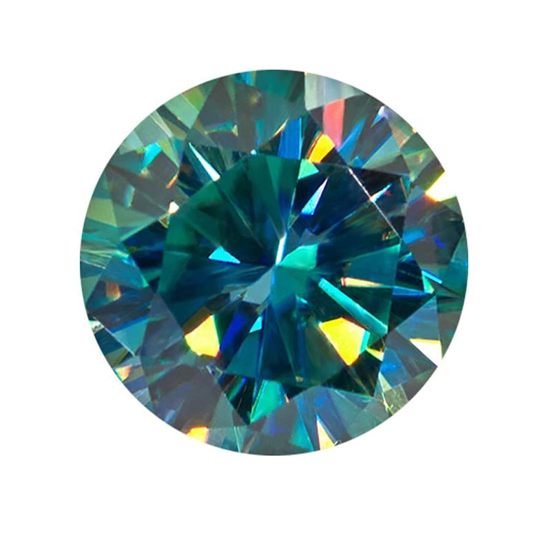 Cyan-moissanita de Color verde y azul para fabricación de joyas, piedras preciosas sueltas de 6,5mm y 1,0 quilates, una pieza