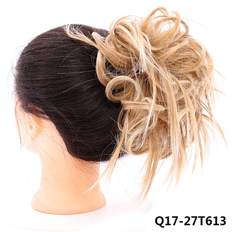 LUPU-Chignon de cheveux bouclés et salis | Extension de cheveux extensible pour femmes, Extension de cheveux couleur Ombre pour femmes: 27T613