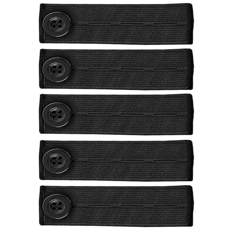 5pcs/lot Adjustable Elastic Waist Extenders Belt Waistband Expanders for Men Women Trousers Jeans Pants Button Extenders: black