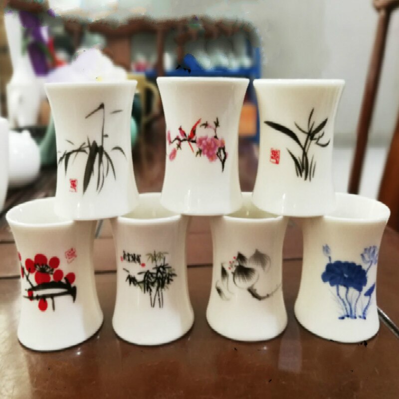 2 st/set smal midja keramiskt snapsglas plommon qing lotus 40ml skaftlösa sakekoppar hemmabar restaurang risvinset plantkoppset