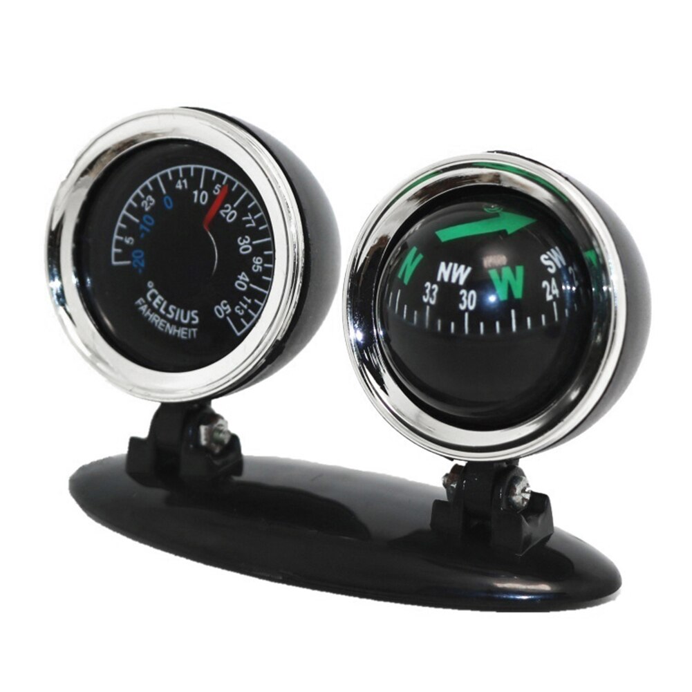 2-in-1 Car Vehicle High Precision Compass Thermometer Guide Ball Interior Decor