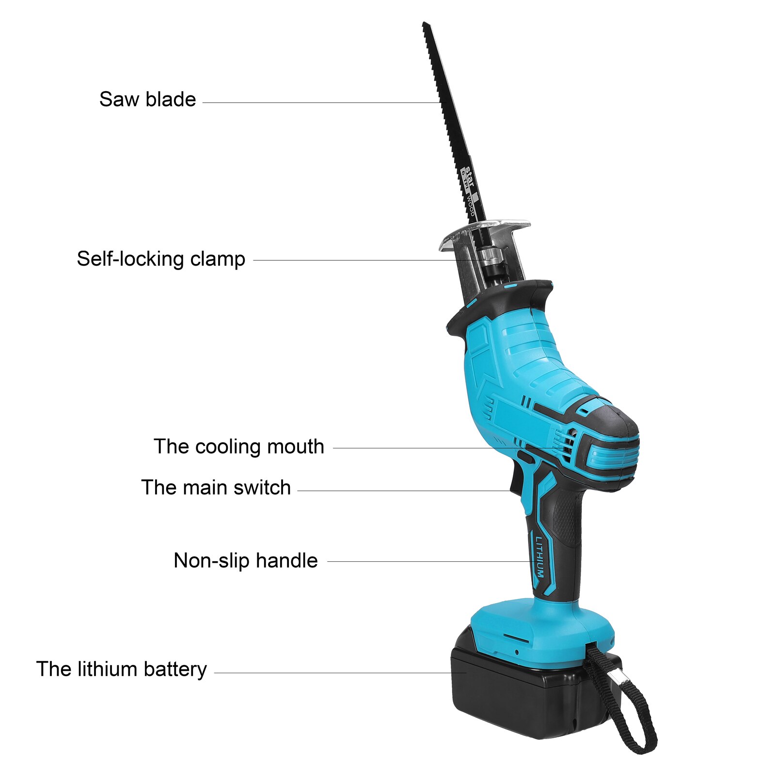 Cordless Reciprocating Saw Adjustable Speed Electric Saber Saw Portable for Wood Cutting Chainsaw Cutting Reciprocating Saw