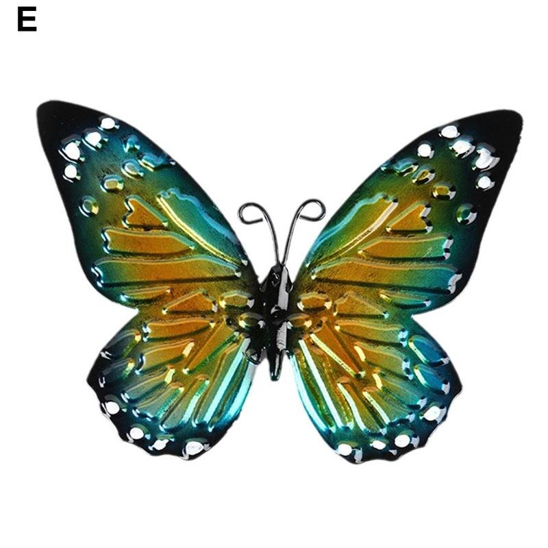 Escultura de decoración de mariposa de Metal 3D, decoración de ventana de pared para jardín al aire libre, miniaturas de animales, ilustraciones, patrón impreso: E