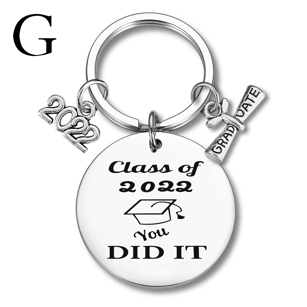 Stainless Steel Graduate Keychain Lettering Class Of 2022 Key Chain pendant Inspirational: G