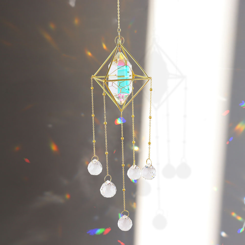 Kryształowy dzwonek wietrzny ornament ogrodowa okno Windchime wiszące łapacze słońca wisiorek wystrój pokoju okno kryształbyć winnym: wielobarwność