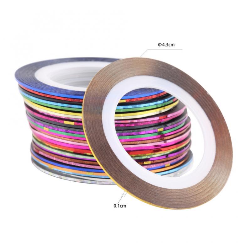 30Pcs Mixed Kleurrijke Beauty Rolls Striping Decals Folie Tips Tape Line Nail Art Stickers Manicure Diy Decoratie Gereedschappen