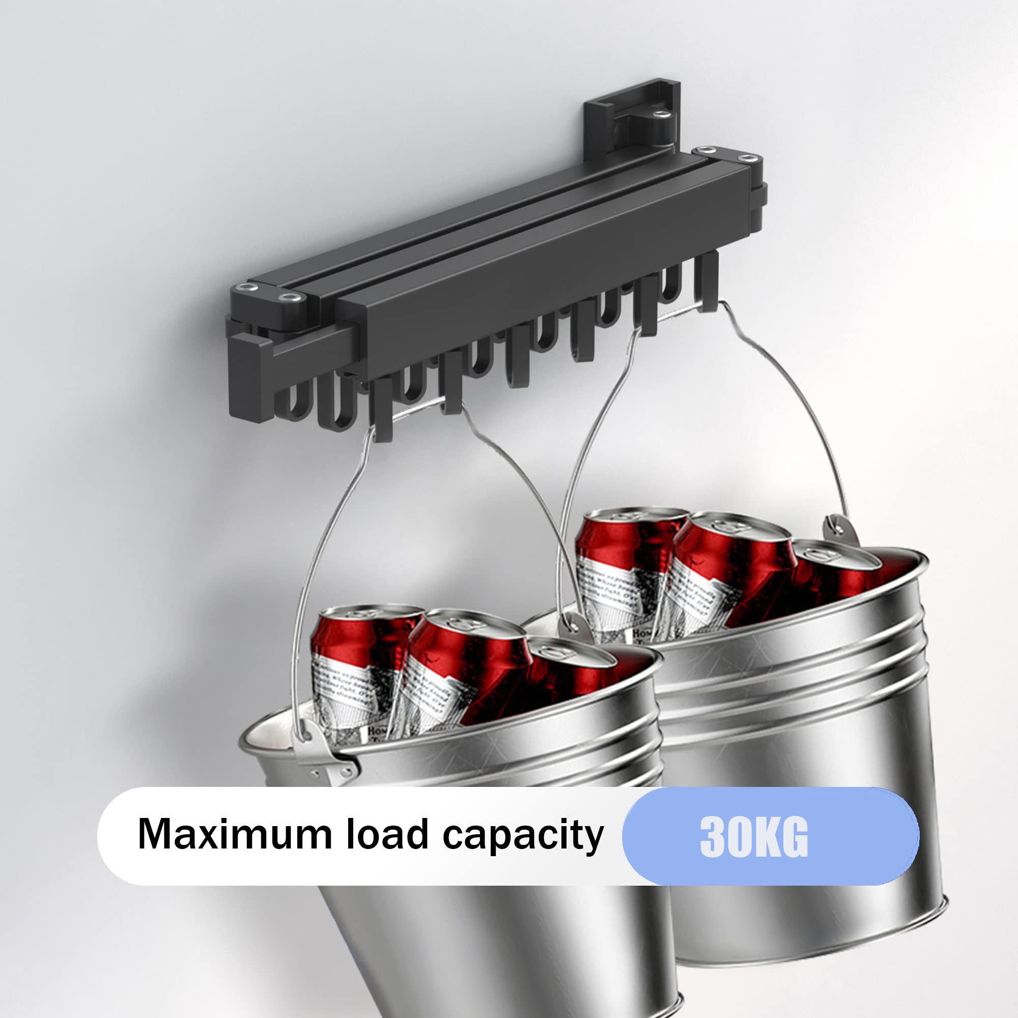 1.2m Folding Clothes Hanger Wall Mount Retractable Cloth Drying Rack Indoor &amp; Outdoor Space Save Aluminum Home Hotel Clothesline