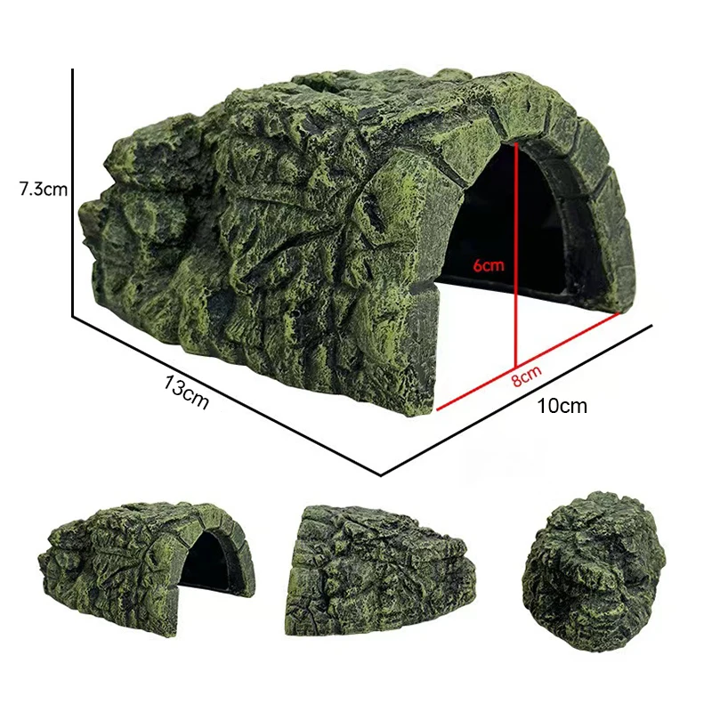 Nueva decoración de acuario, adorno de tanque de peces acuáticos de resina, decoración Artificial, terrario para reptiles, accesorios para tortugas: Negro