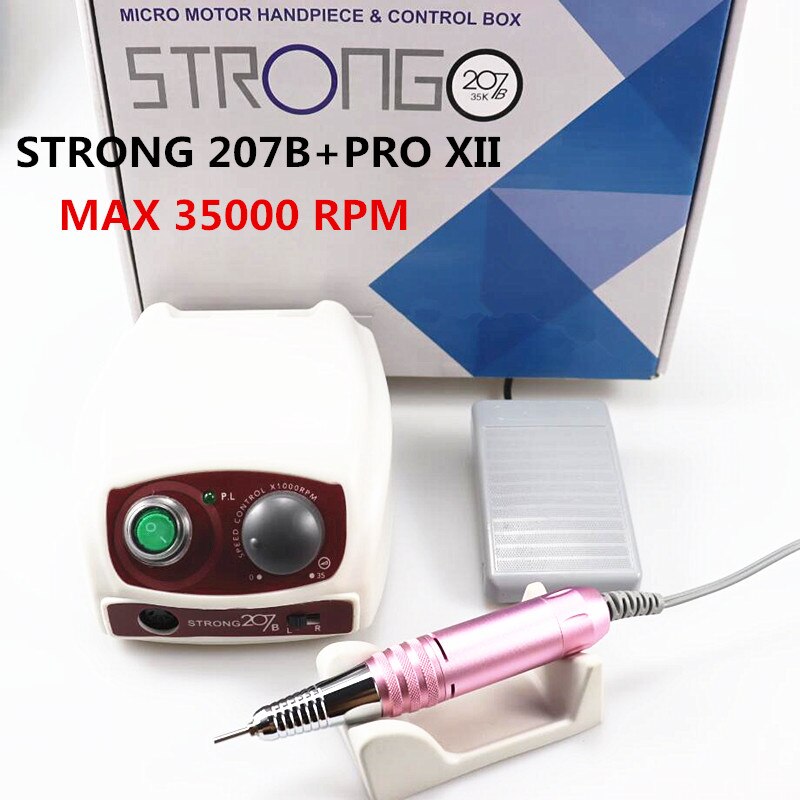 2 Keuzes 65W Sterke 207B 35K 45K Sterke Pro Manicure Machine Nail Boor Kit Voor Nail Polijsten tandheelkunde, pedicure Tool: Chocolade