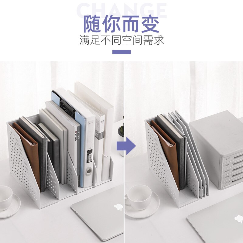 Folding File Box Book Stand Box Desk Scaling Desktop Vertical Simple Book Shelf Triple Document Shelf Book Clip shu kao simple