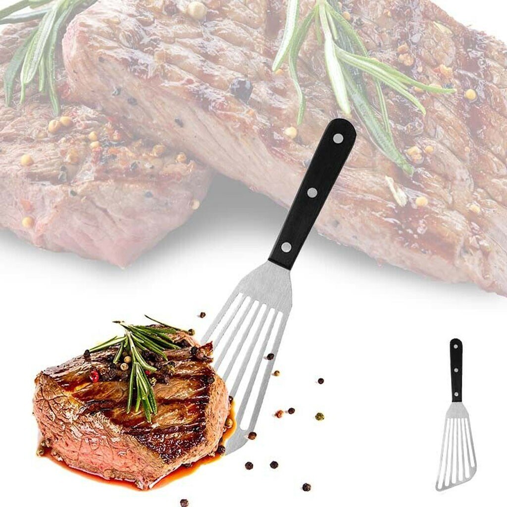 Pala giratoria ranurada para carne, espátula para pescado multiusos de acero inoxidable, herramientas para barbacoa, pala para fritos