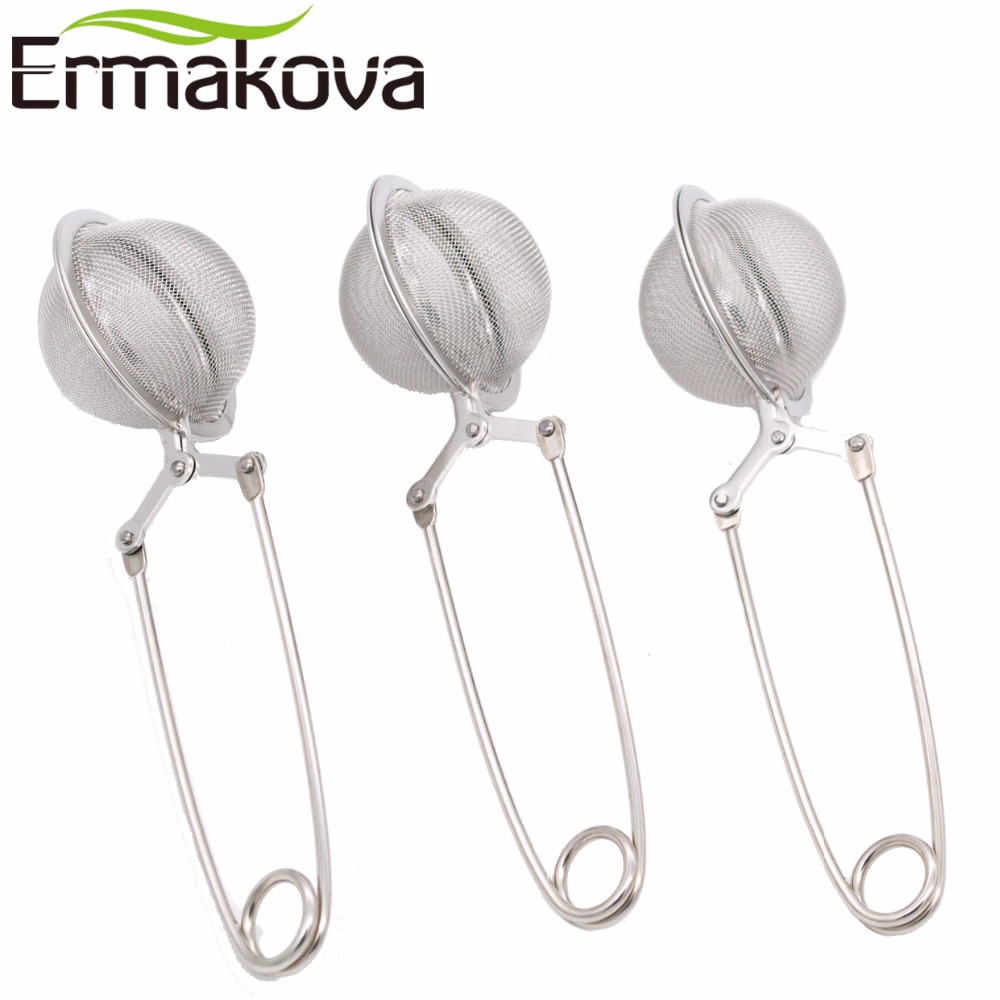 Ermakova 3 stk / mye te infusjon i mesh te ball infuser te sil filter med håndtak rustfritt stål te mesh ball filter