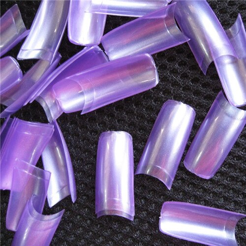 500 PCS French Style Nail Tips Pearl Pearly Color False Acrylic Nails UV Gel Nail Art Tips Tools: Pearl purple