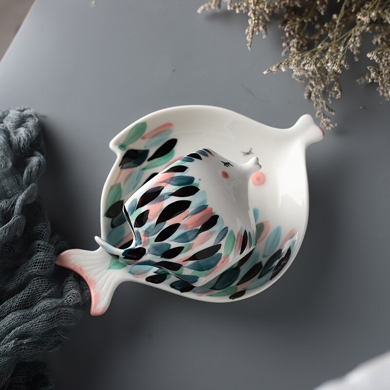 Handmade 3D Fish Shape Ceramic Cup And Saucer Coffee Cup Set Afternoon Black Tea Porcelain Teacup Couple Double Wall Mug