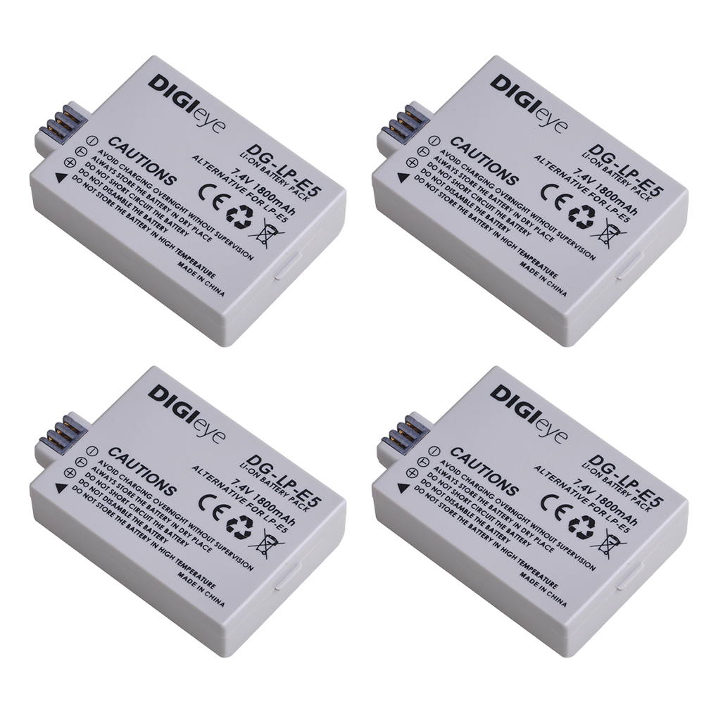 LP-E5 LPE5 Battery&amp;LED Dual Charger for Canon EOS Rebel XS, Rebel T1i, Rebel XSi, 1000D, 500D, 450D, Kiss X3, X2, F: 4 batteries