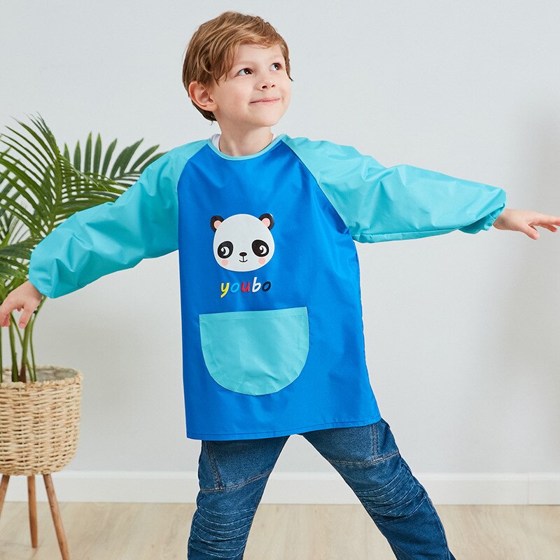 Chico Delantales para pintar niños dibujo delantal de manga larga chico s Baberos bonitos dibujos animados babero para bebé impermeable infantil comer alimentación de bebé babero: Dark blue / S for 3 -6 year