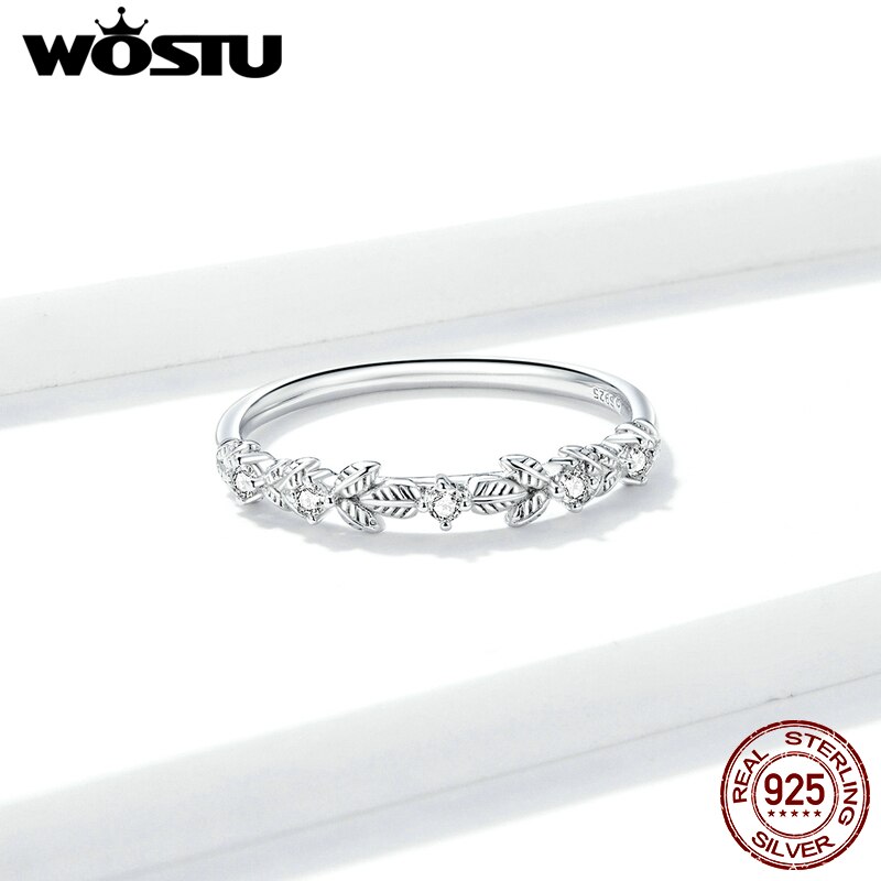 Wostu Vintage Wijnstok Ring 925 Sterling Silver Bright Zirkoon Ring Voor Vrouwen Wedding Anniversary Vinger Sieraden CTR140