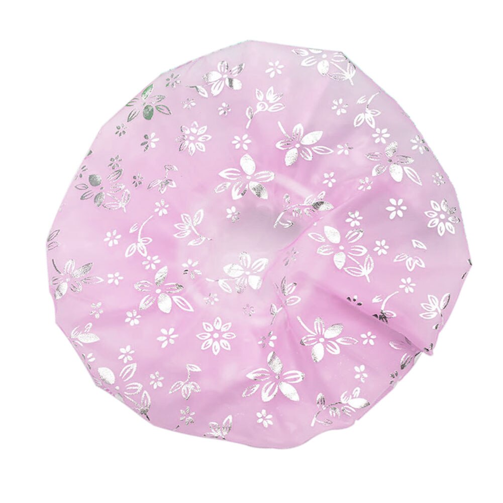 Elastic Band Spa Cute Protective Kitchen Thicken Waterproof Hat Shower Cap Hair Cover Bath Travel Floral Print Home Bathroom: Pink