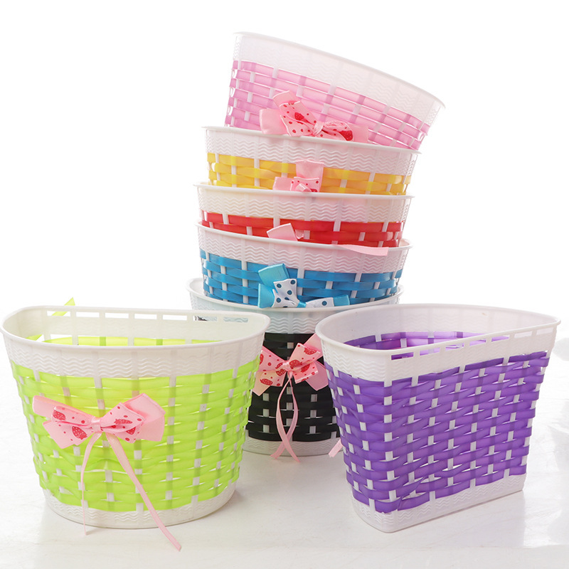 Cesta de bicicleta para niños, triciclo, Scooter, cesta para manillar, almacenamiento, portador frontal, bolsa con lazo de plástico, bolsa de ciclismo para niños