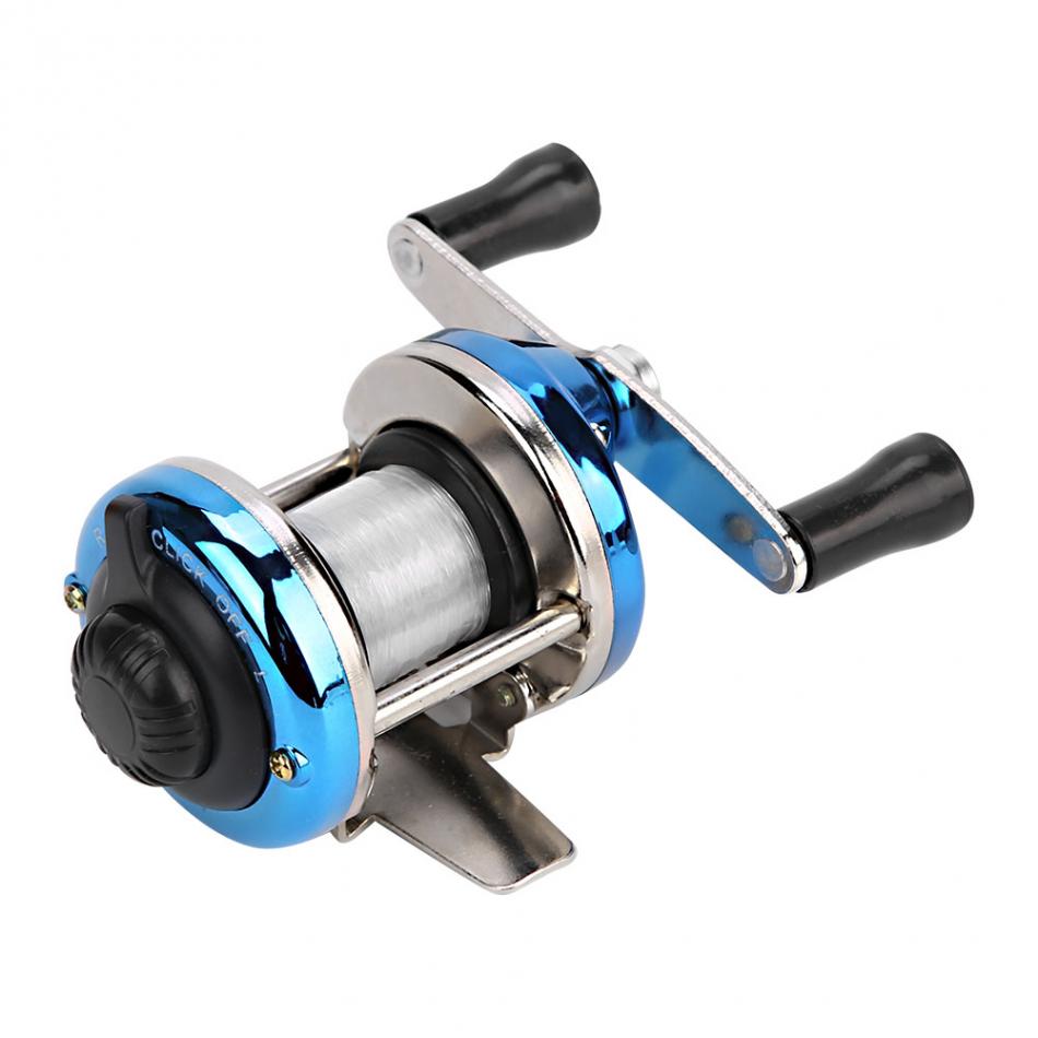 Deko Mini tambor de pesca Weel carrete de pesca en hielo portátil de invierno con cable de fundición al aire libre accesorios de pesca: Azul