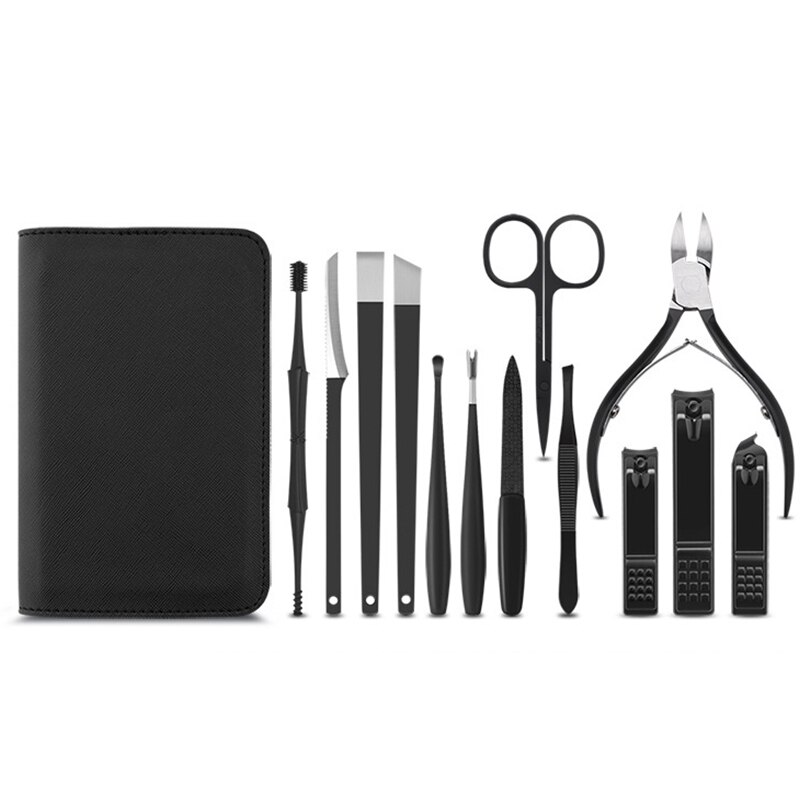 13 Stuks Snijders Voor Manicure Rvs Dikke Nagelknipper Oor Lepel Pedicure Nail Schaar Gereedschap Huishoudelijke Nagels Rits Zak