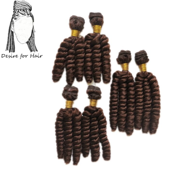 Deseo de pelo 1 paquete 200g 6 mechones 10 pulgadas-14 pulgadas extensiones de pelo ondulado mechones sintéticos resistentes al calor en tejido suelto color marrón